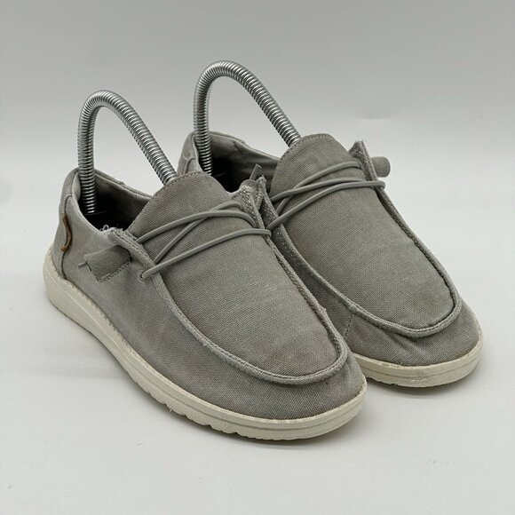 Hey Dude Wendy Chambray Light Grey Lace-Up Slip-On Loafers - Women's Size 5 - Picture 1 of 10